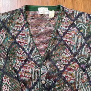 Vintage Sears Roebuck Diamond Tiles Cardigan Sweater